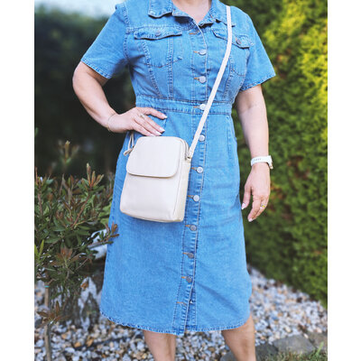 Dámska kožená crossbody kabelka béžová 250118