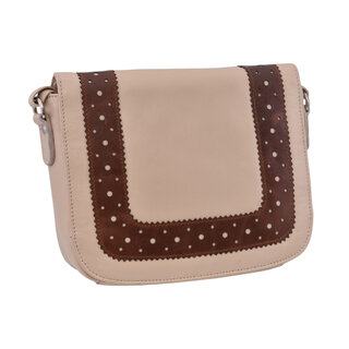 Dámska kožená crossbody kabelka béžová 250119