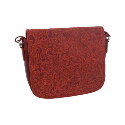 Dámska kožená crossbody kabelka červená 250112