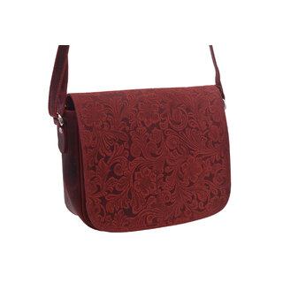 Dámska kožená crossbody kabelka červená 250112