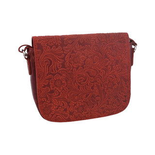 Dámska kožená crossbody kabelka červená 250112