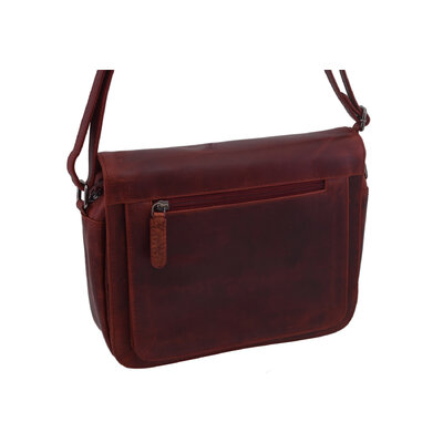 Dámska kožená crossbody kabelka červená 250116