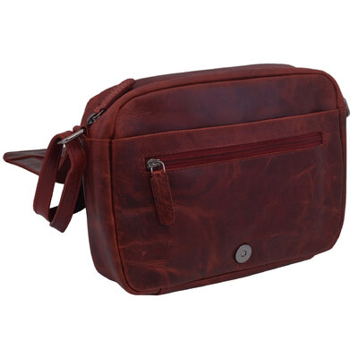 Dámska kožená crossbody kabelka červená 250116