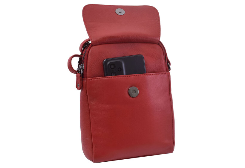 Dámska kožená crossbody kabelka červená 250118