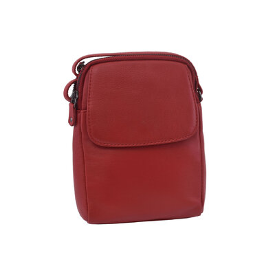 Dámska kožená crossbody kabelka červená 250118