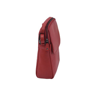 Dámska kožená crossbody kabelka červená 250118