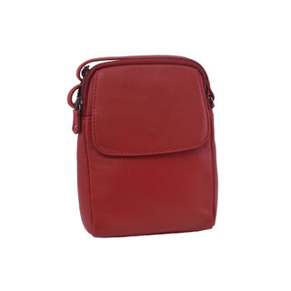 Dámska kožená crossbody kabelka červená 250118