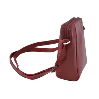Dámska kožená crossbody kabelka červená 250125