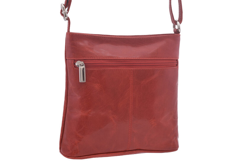 Dámska kožená crossbody kabelka červená 260112