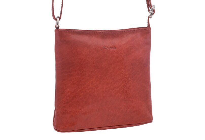 Dámska kožená crossbody kabelka červená 260112