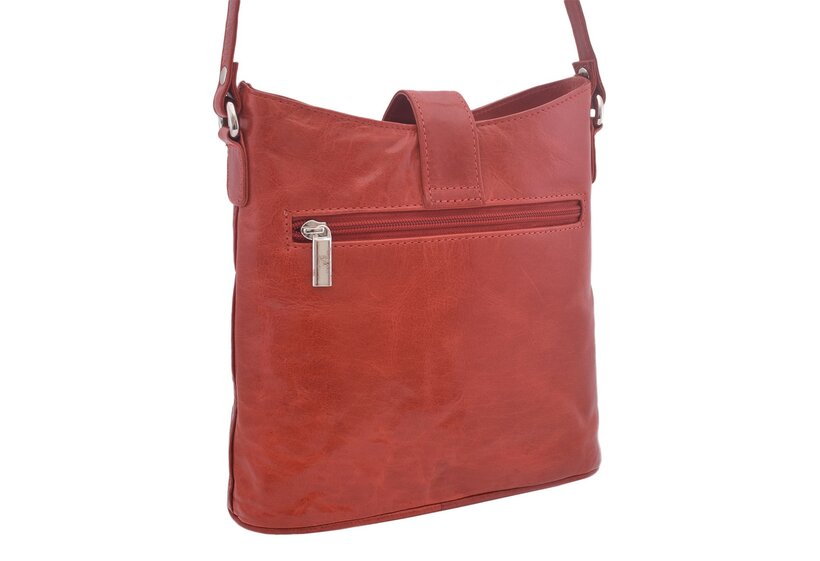 Dámska kožená crossbody kabelka červená 260113