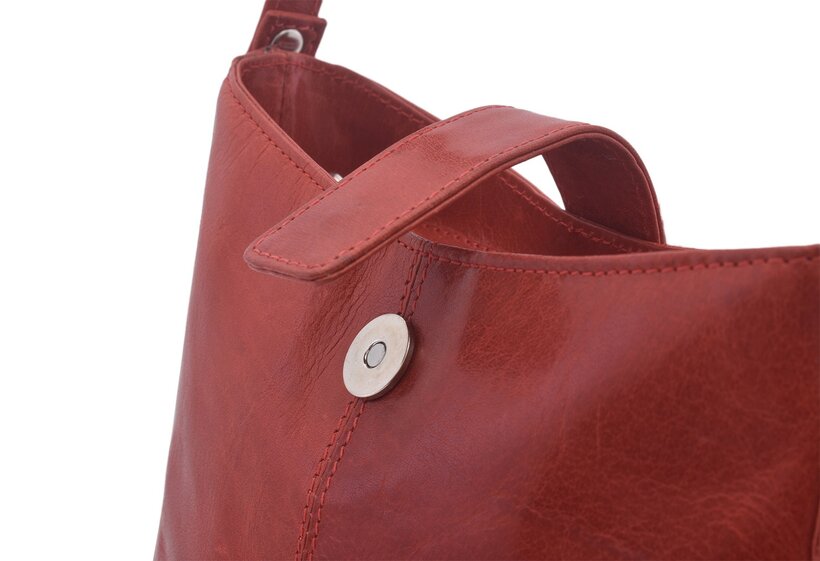Dámska kožená crossbody kabelka červená 260113