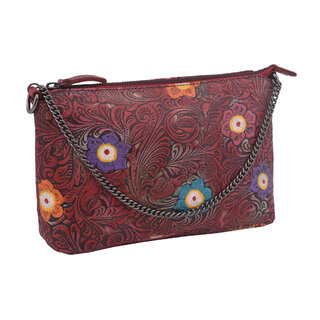 Dámska kožená crossbody kabelka červená 450113