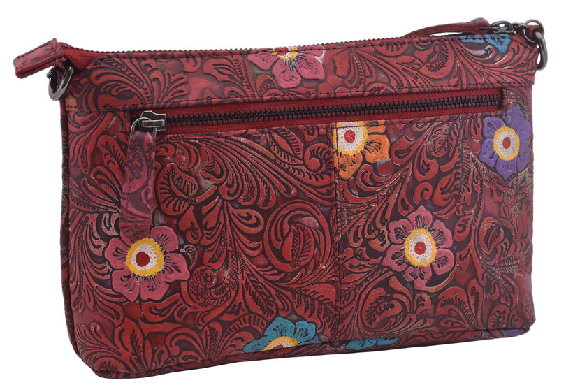 Dámska kožená crossbody kabelka červená 450113