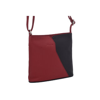 Dámska kožená crossbody kabelka červená/čierna 260112