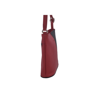Dámska kožená crossbody kabelka červená/čierna 260112