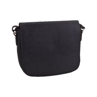 Dámska kožená crossbody kabelka čierna 250112