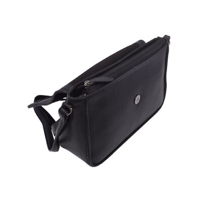 Dámska kožená crossbody kabelka čierna 250117