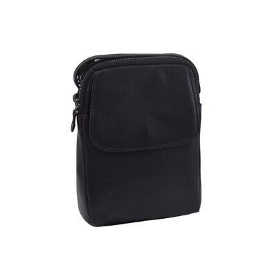 Dámska kožená crossbody kabelka čierna 250118