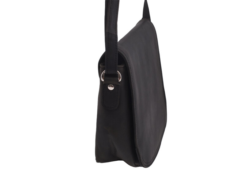 Dámska kožená crossbody kabelka čierna hladká 250112
