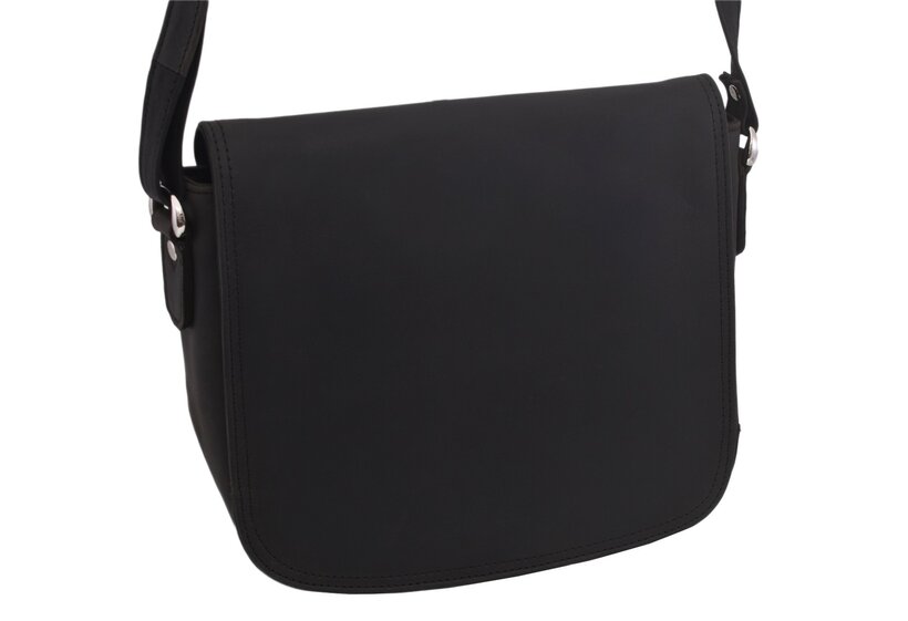 Dámska kožená crossbody kabelka čierna hladká 250112