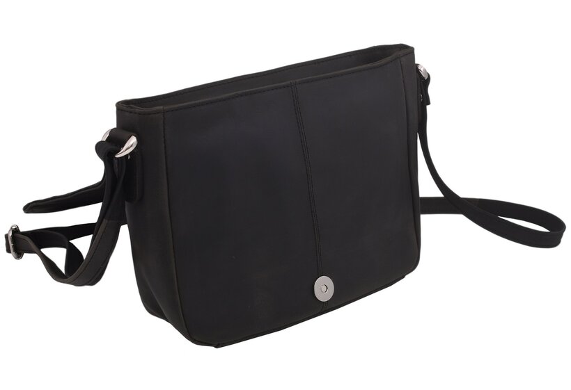 Dámska kožená crossbody kabelka čierna hladká 250112