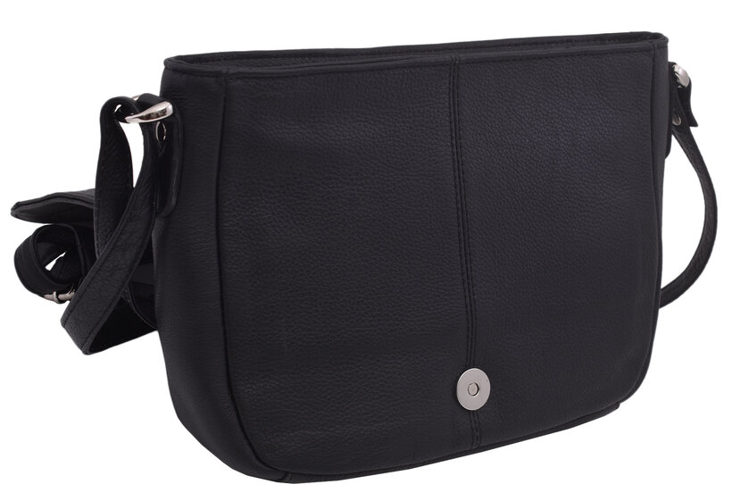 Dámska kožená crossbody kabelka čierna laser 250112