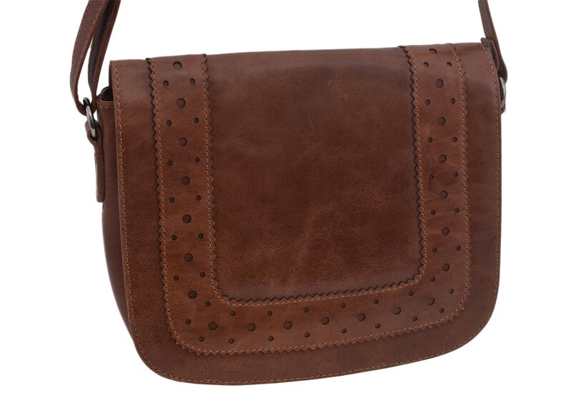 Dámska kožená crossbody kabelka koňak 210112