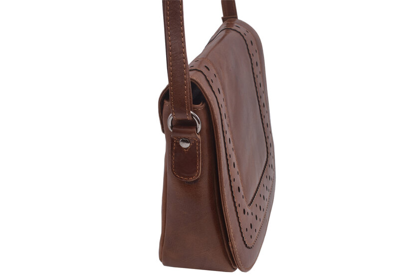 Dámska kožená crossbody kabelka koňak 210112