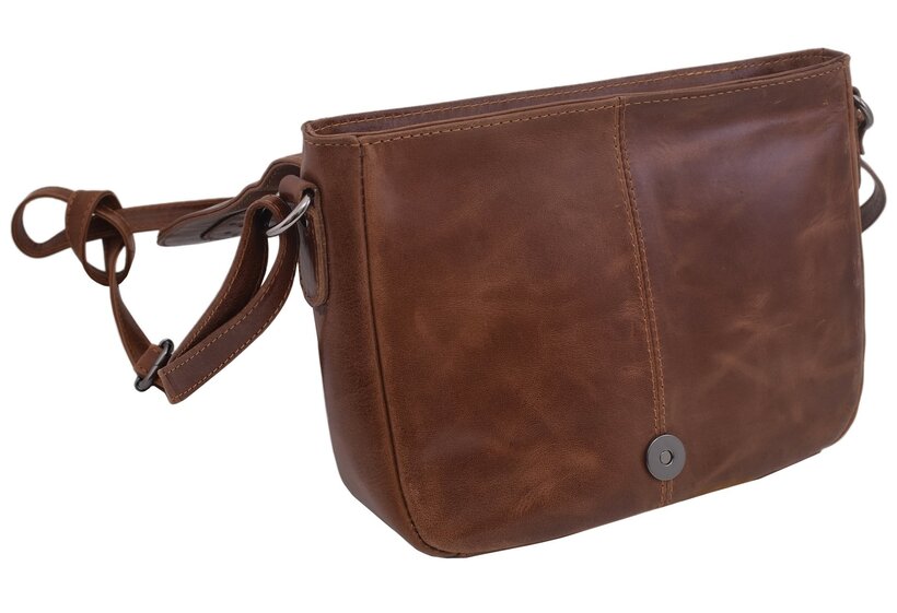 Dámska kožená crossbody kabelka koňak 210112