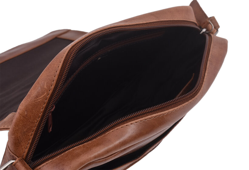 Dámska kožená crossbody kabelka koňak 210115