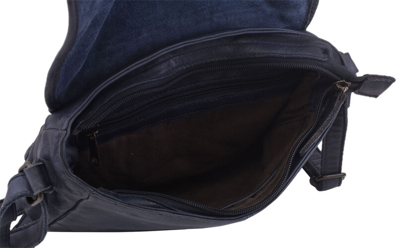 Dámska kožená crossbody kabelka modrá 270112