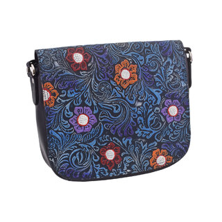 Dámska kožená crossbody kabelka modrá 450112