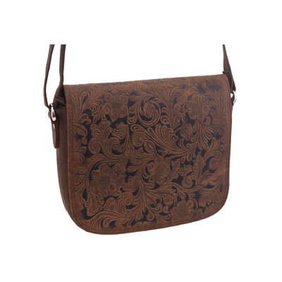 Dámska kožená crossbody kabelka tmavohnedá 250112