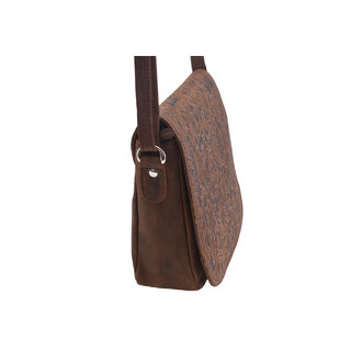 Dámska kožená crossbody kabelka tmavohnedá 250112