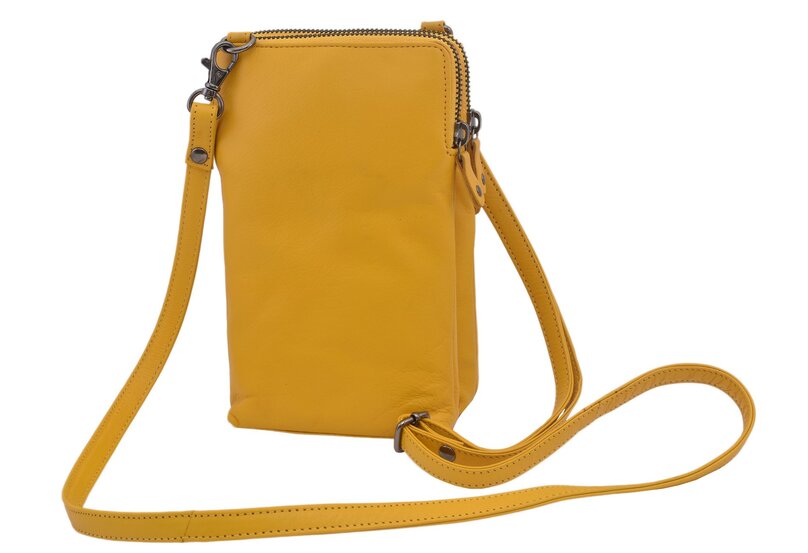Dámska kožená crossbody kabelka žltá 2511538