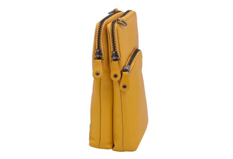 Dámska kožená crossbody kabelka žltá 2511538