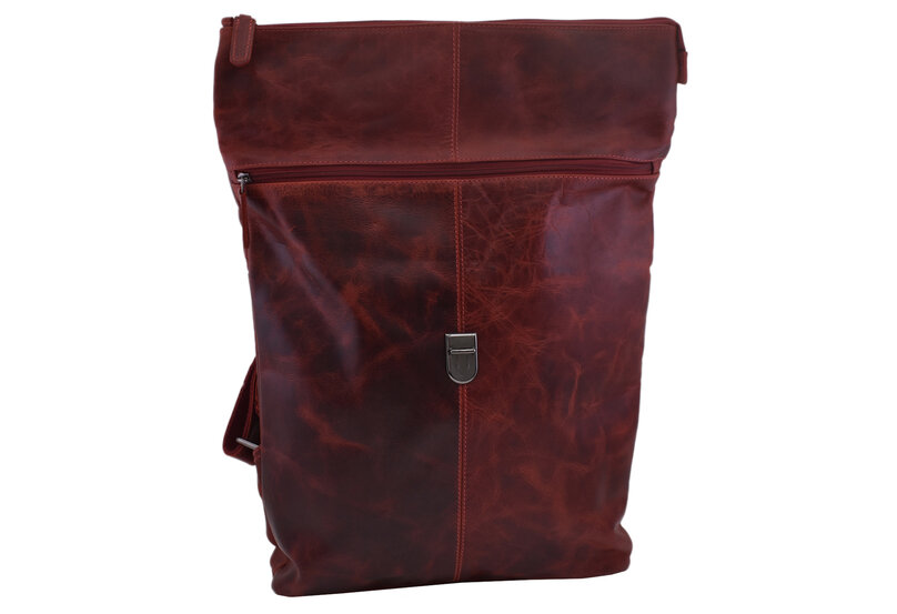 Dámsky kožený batoh červený 250102