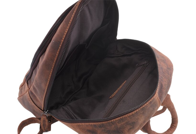 Dámsky kožený batoh hnedý hunter 250103