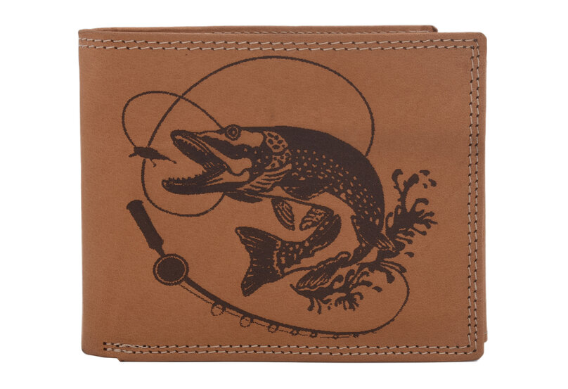 Pánska peňaženka MERCUCIO natural vzor 7 šťuka s udicou 2911911