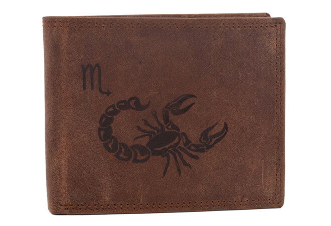 Pánska peňaženka MERCUCIO svetlohnedá vzor 35 znamenie škorpión 2911911