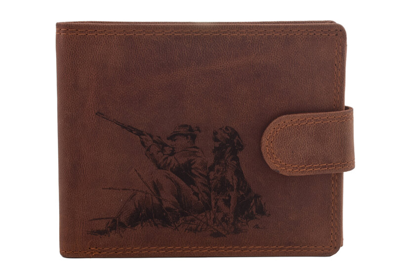 Pánska peňaženka MERCUCIO svetlohnedá vzor 60 poľovník a pes 2911906