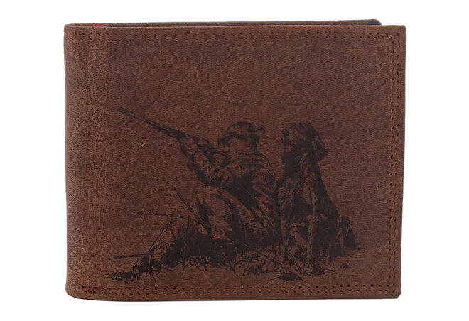 Pánska peňaženka MERCUCIO svetlohnedá vzor 60 poľovník a pes 2911911