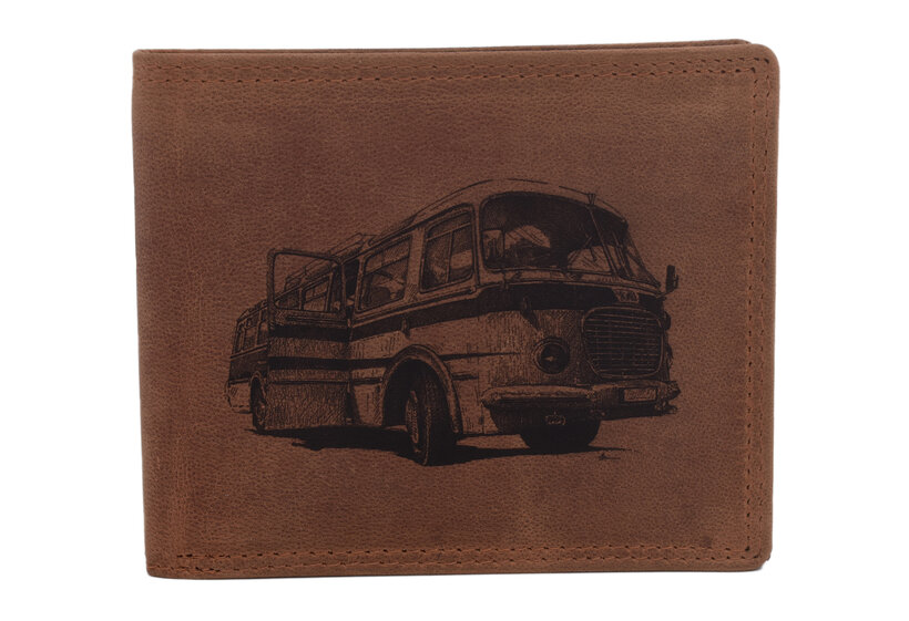Pánska peňaženka MERCUCIO svetlohnedá vzor 72 autobus retro 2911908