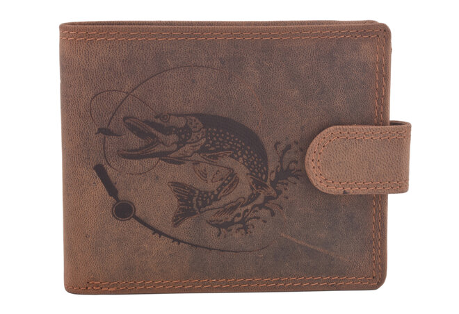 Pánska peňaženka MERCUCIO svetlohnedá vzor 7 šťuka s udicou 2911906