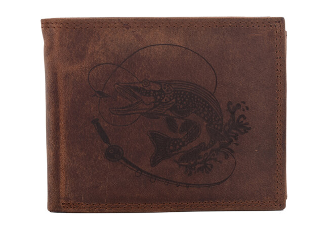 Pánska peňaženka MERCUCIO svetlohnedá vzor 7 šťuka s udicou 2911911
