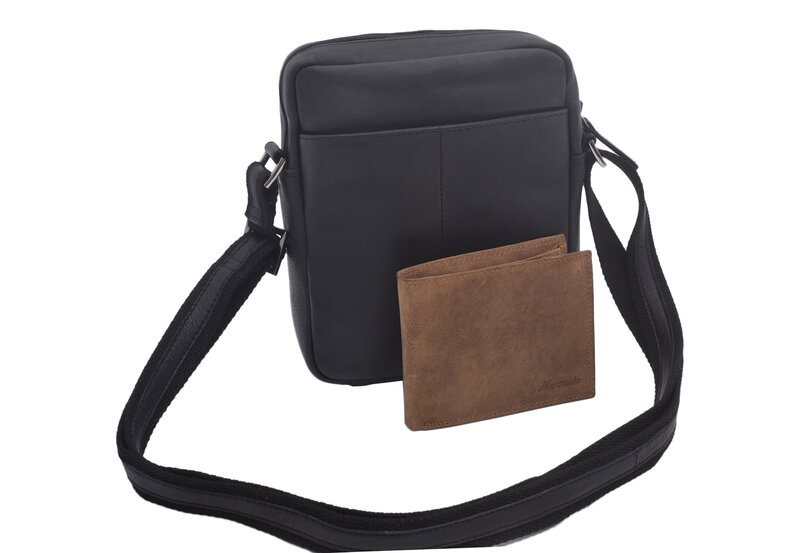 Pánske kožené crossbody čierna nappa V 250587