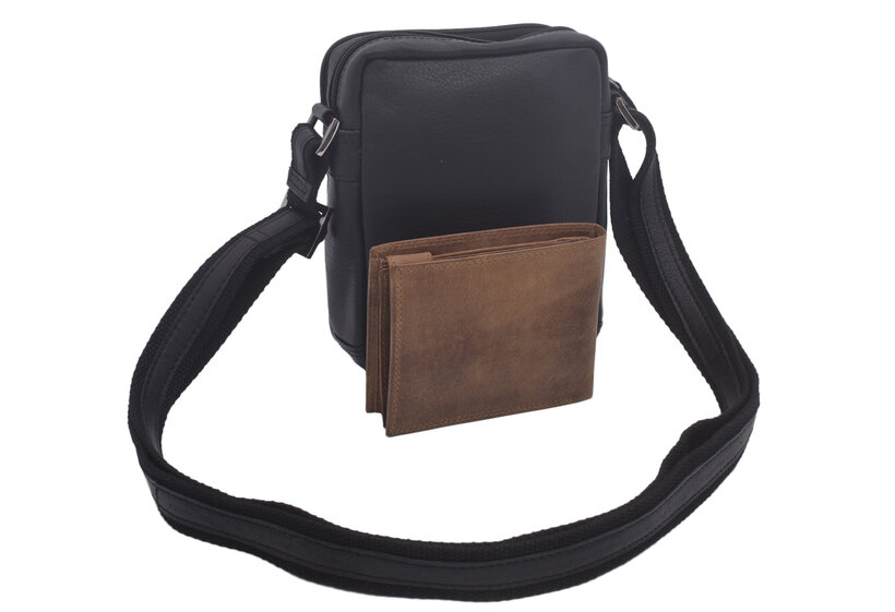 Pánske kožené crossbody čierna nappa V 250588