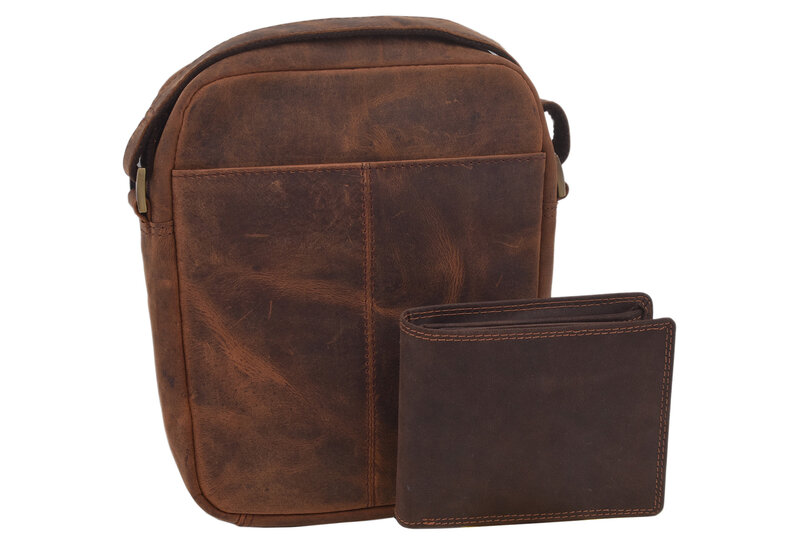 Pánske kožené crossbody tmavohnedý hunter 250587