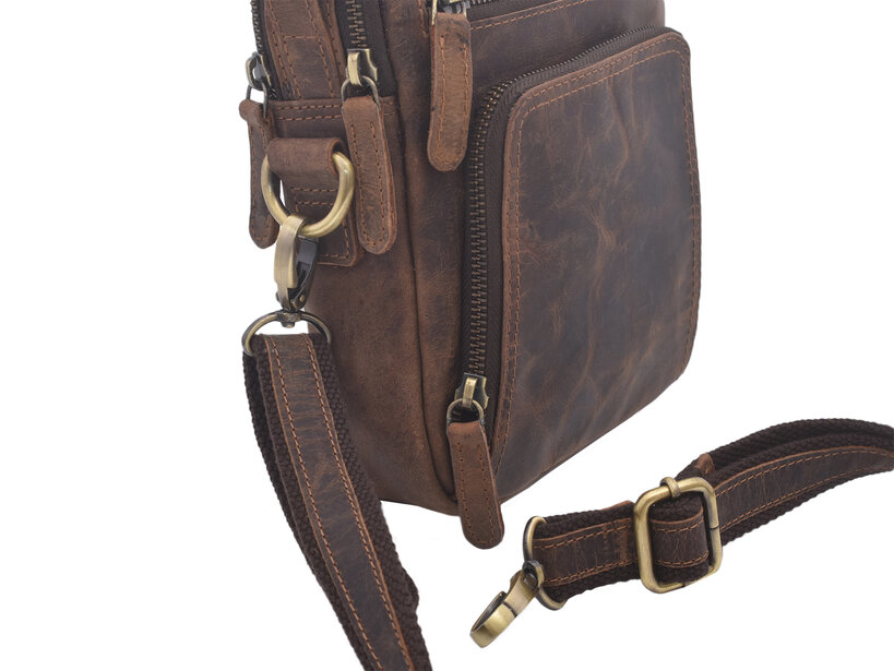 Pánske kožené crossbody tmavohnedý hunter 250904